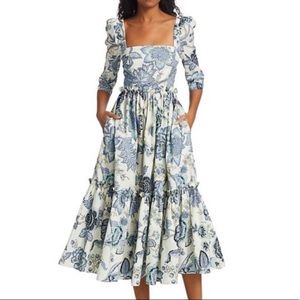 Cara Cara Blue Hill Jacobean Midi dress